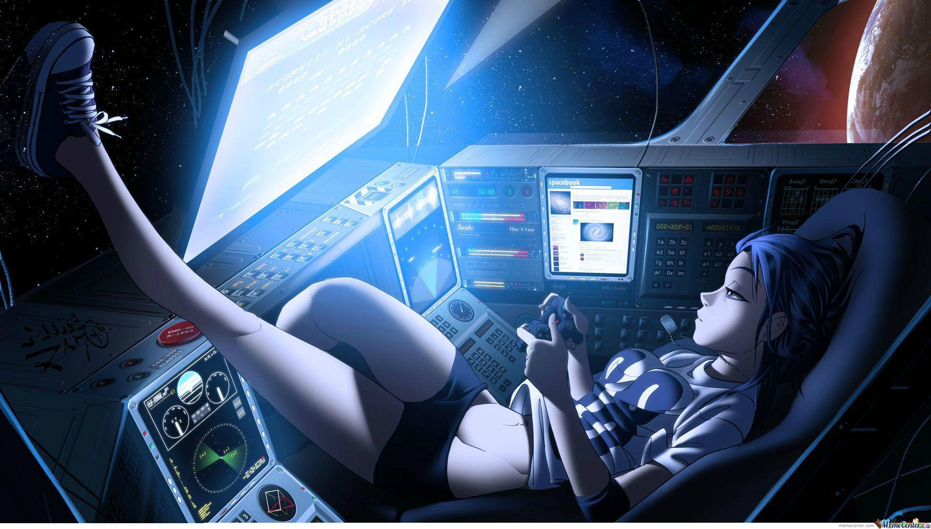 Anime Gamer Girl. Space girl, Anime wallpaper, Girl wallpaper