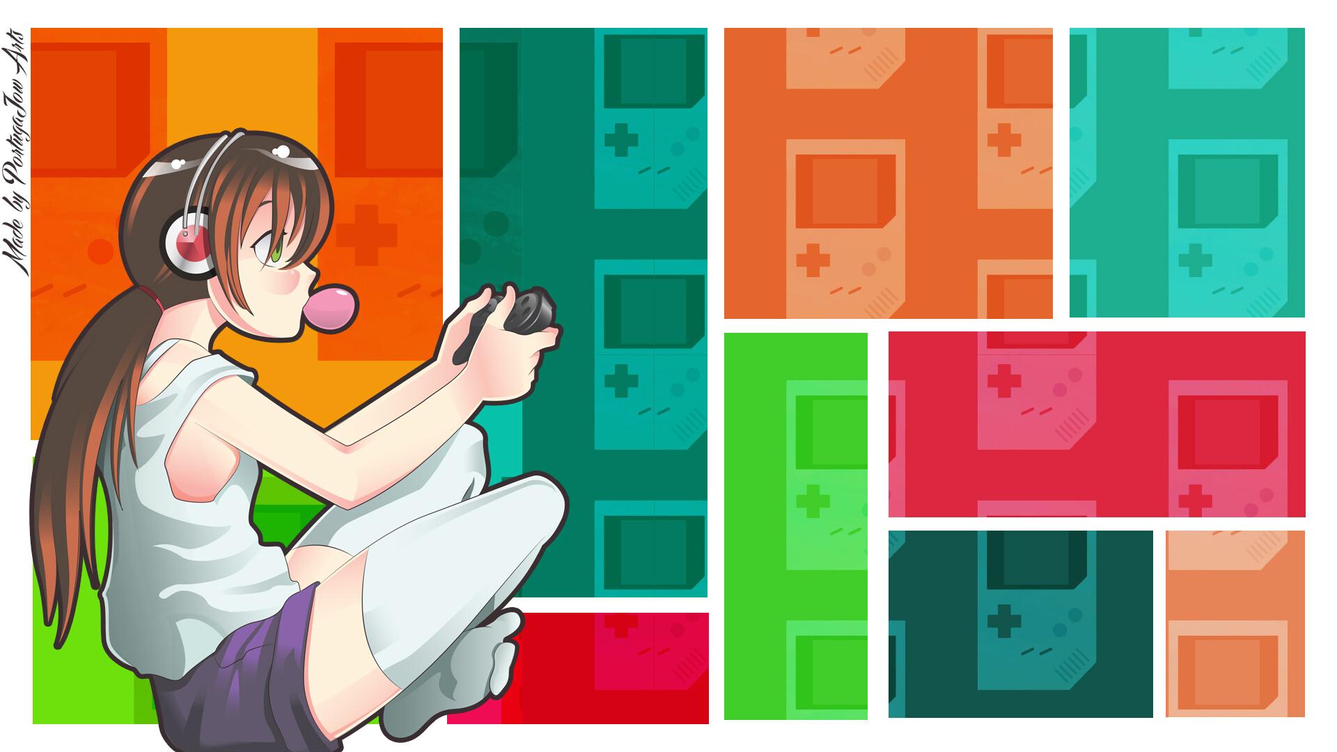 Anime gamer girl Vector wallpaper, Alexis Portugal