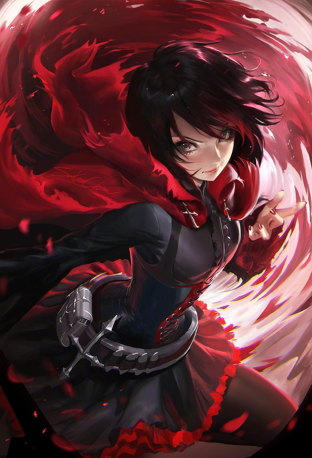 Red Haired Female Anime Character, Sakimichan, RWBY, Ruby Rose HD