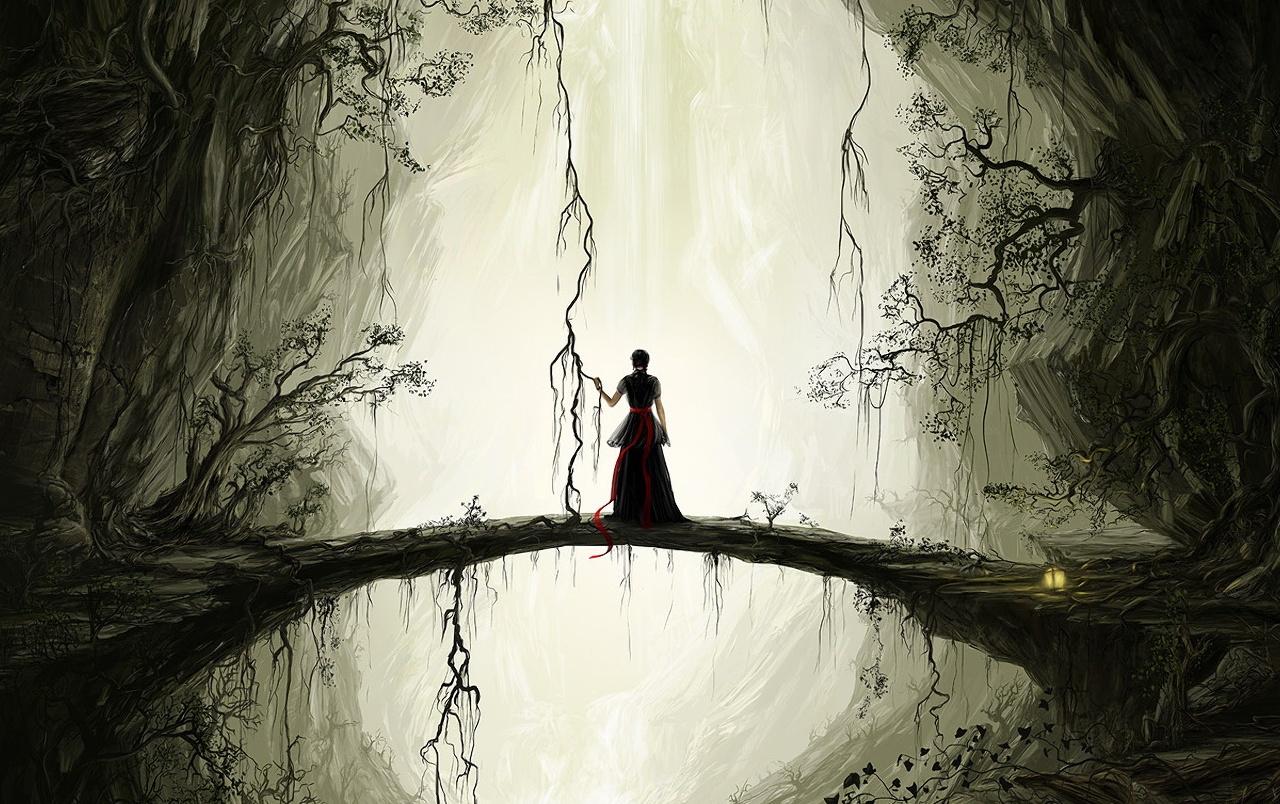 Woman on bridge wallpaper. Woman on bridge