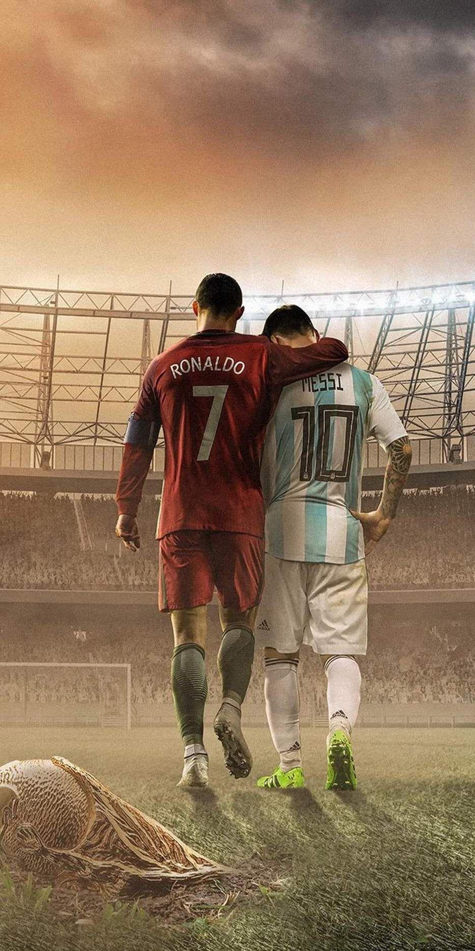 Messi and Ronaldo Football iPhone Wallpaper. Ronaldo football, Cristiano ronaldo junior, Messi vs ronaldo