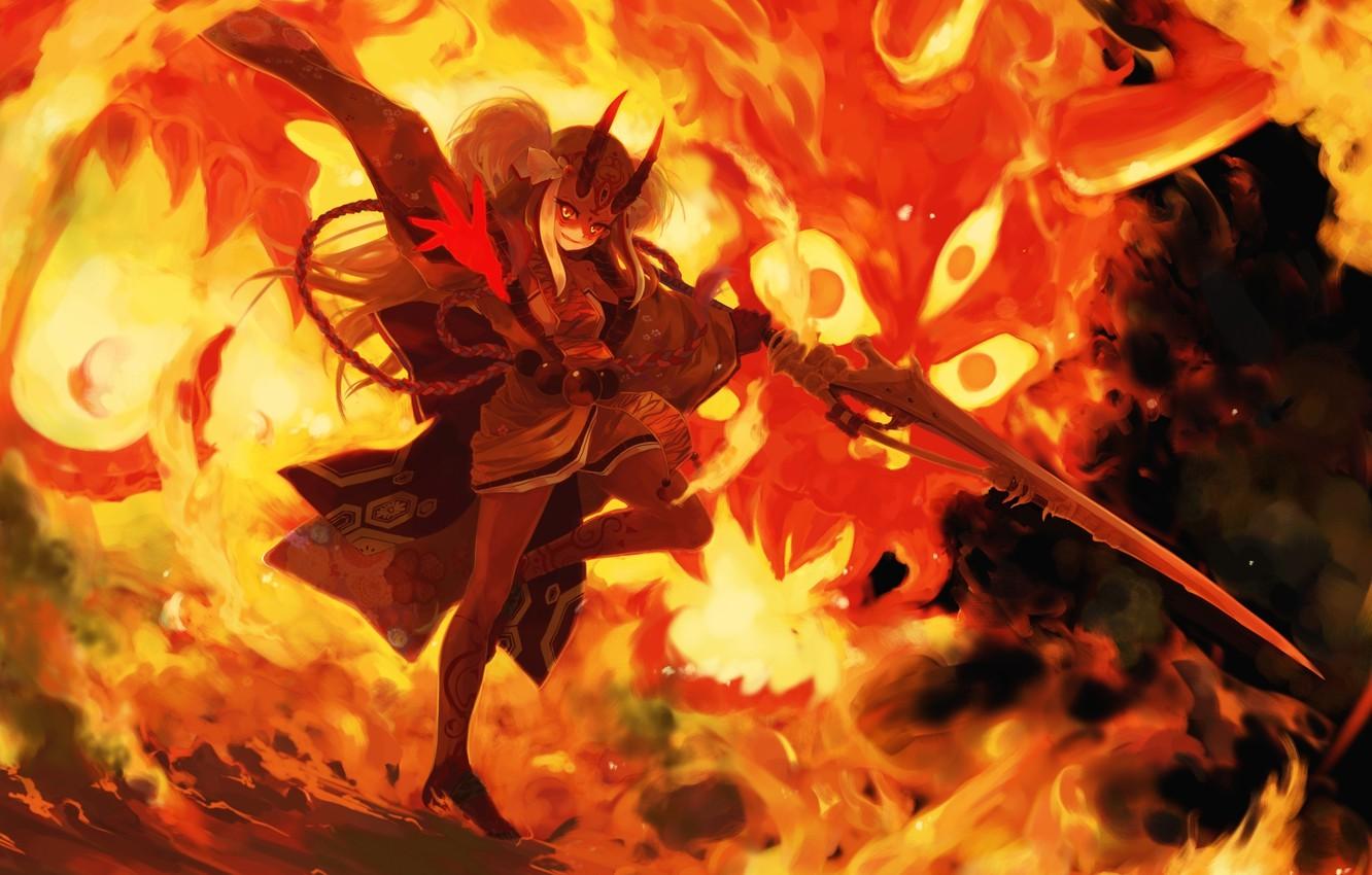 Anime fire illustration.Fire and flames Stock Illustration