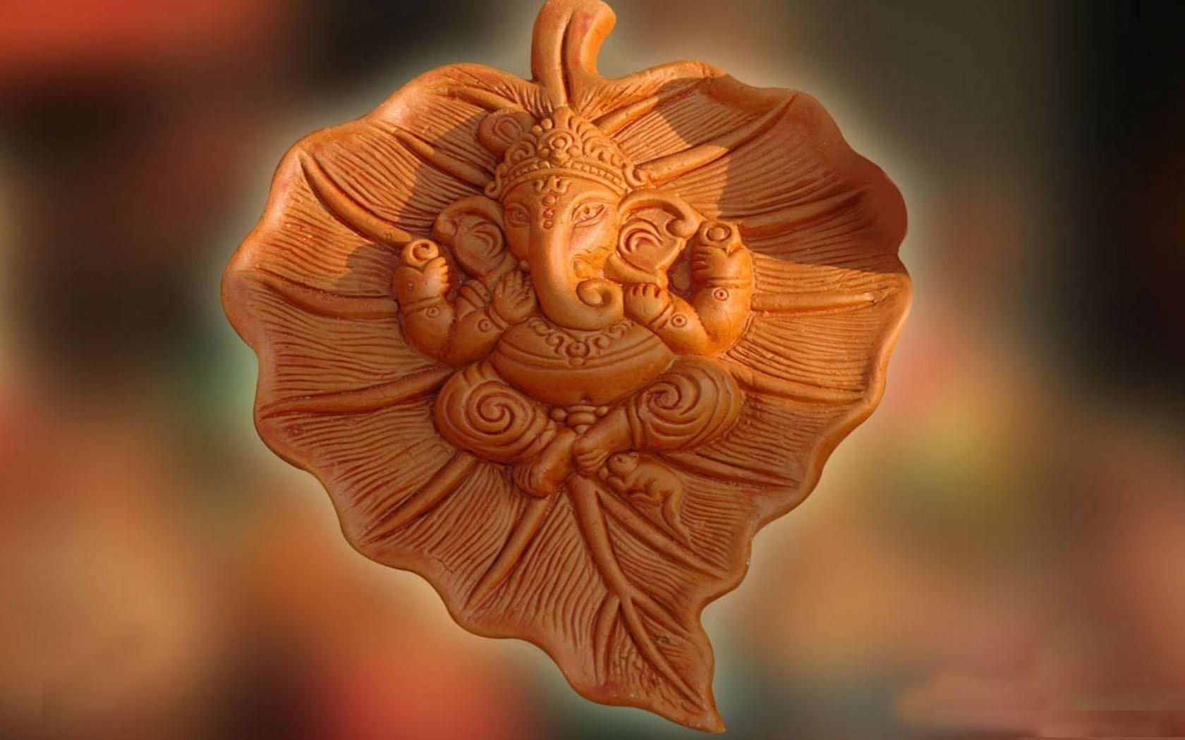 God Ganesha In Leaf Free Wallpaper Download For Ganesh
