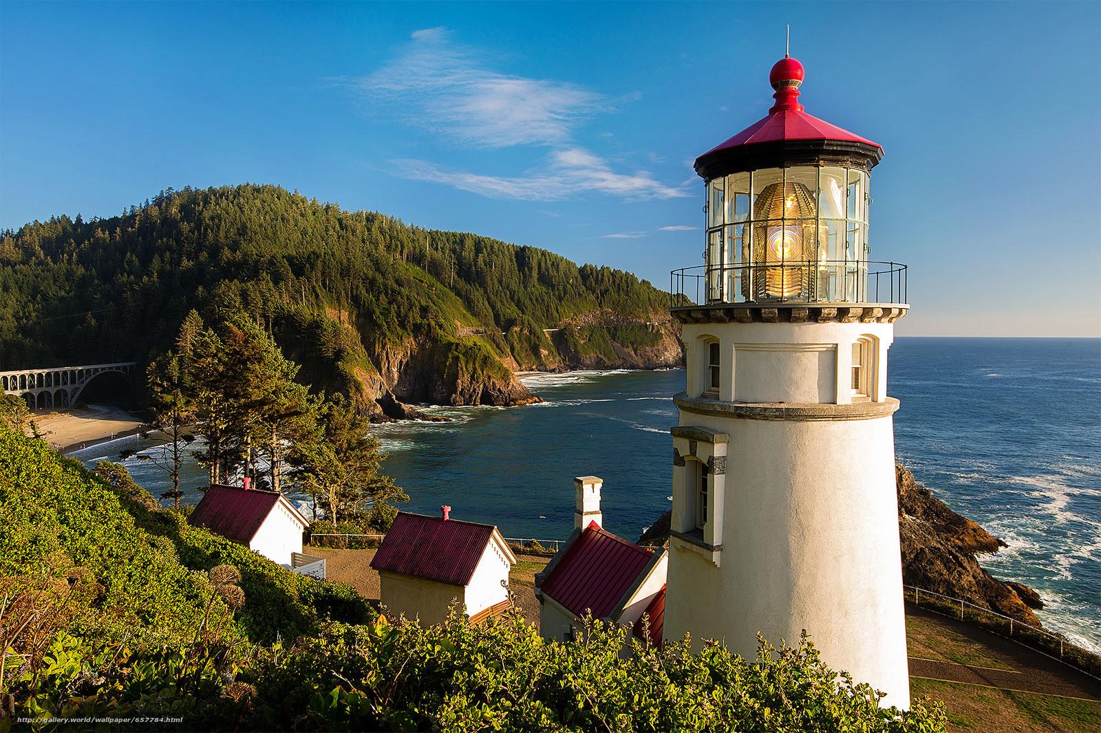 Download wallpaper Heceta Head Light is a lighthouse, Oregon Coast