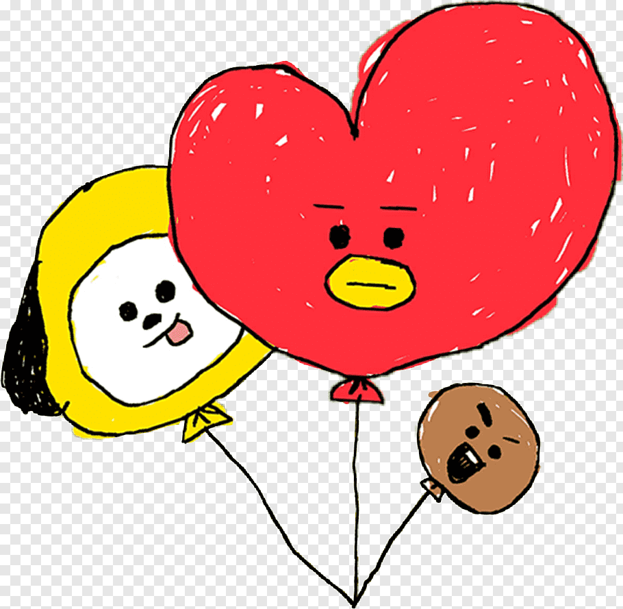 Three balloons, BTS Drawing Fan art, bt21 free png