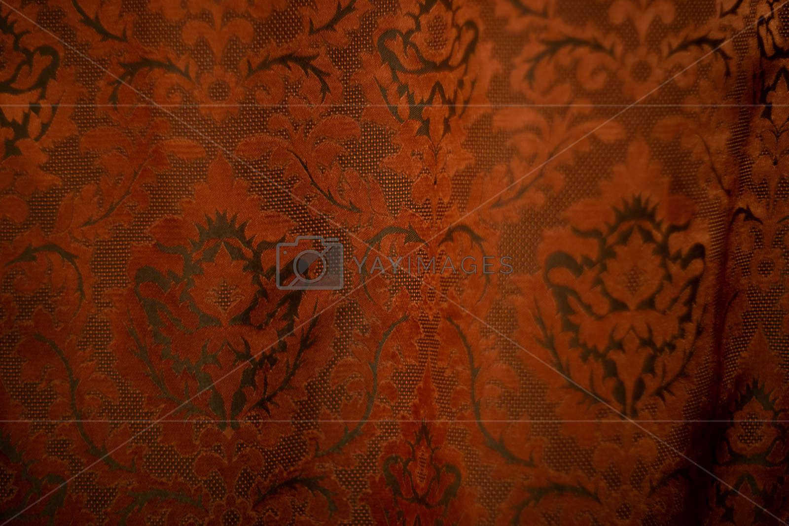 Expensive dark orange home curtains with a very beautiful frilly