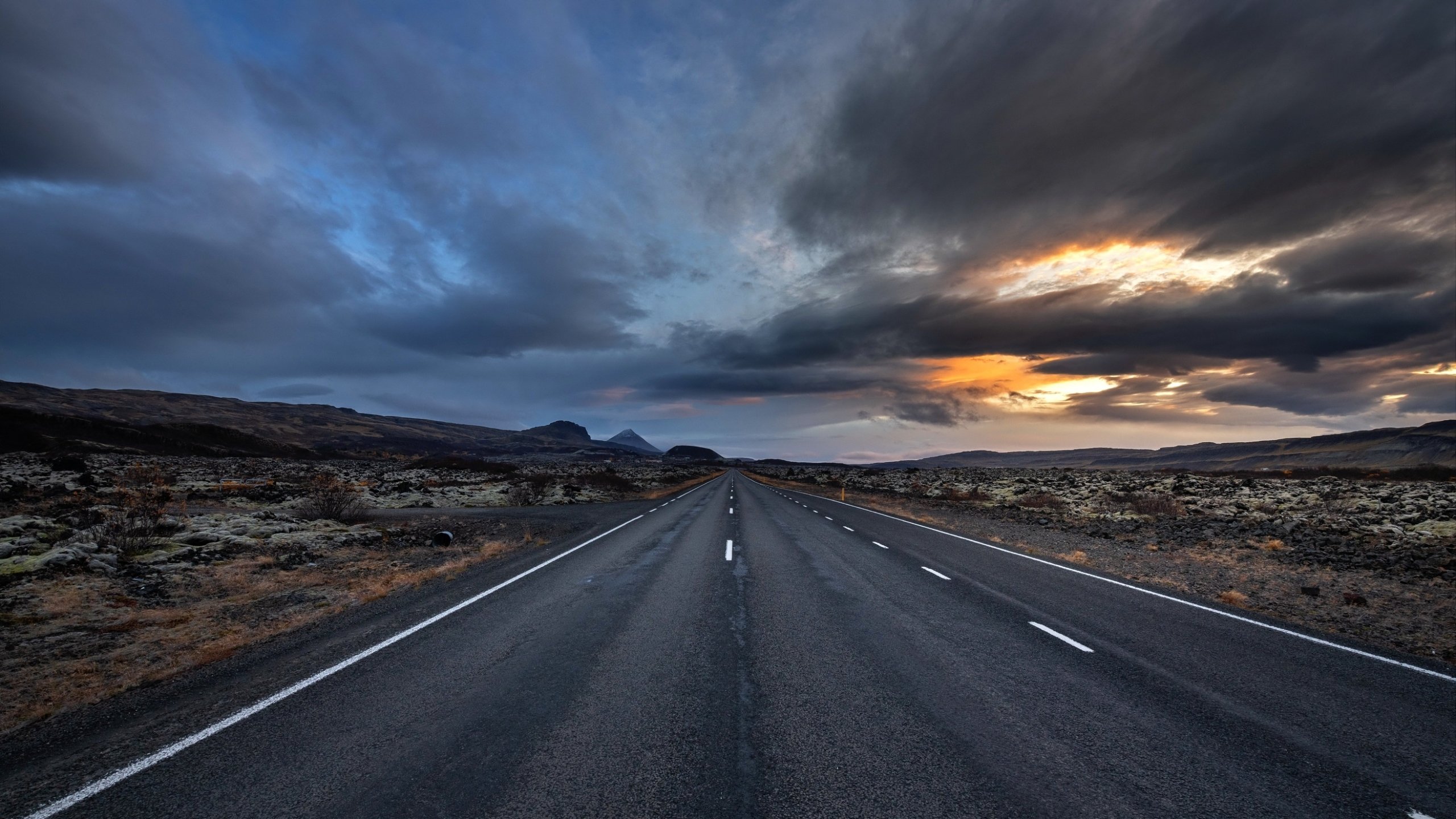 Cloudy Empty Road 1440P Resolution Wallpaper, HD Nature