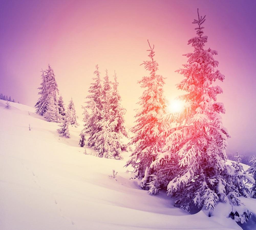 Free Shipping 3D Custom Morning Snow Mountain Pine Tree Landscape