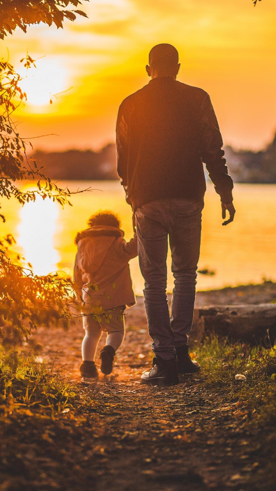 Wallpaper Father, Daughter, Family, Sunset, Walk