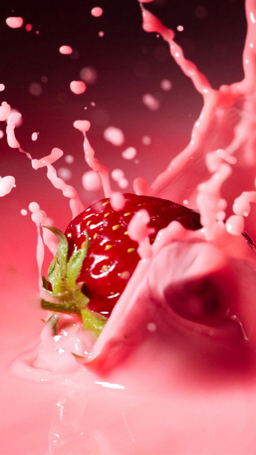 Strawberry Milk Spatter iPhone 8 Wallpaper Free Download
