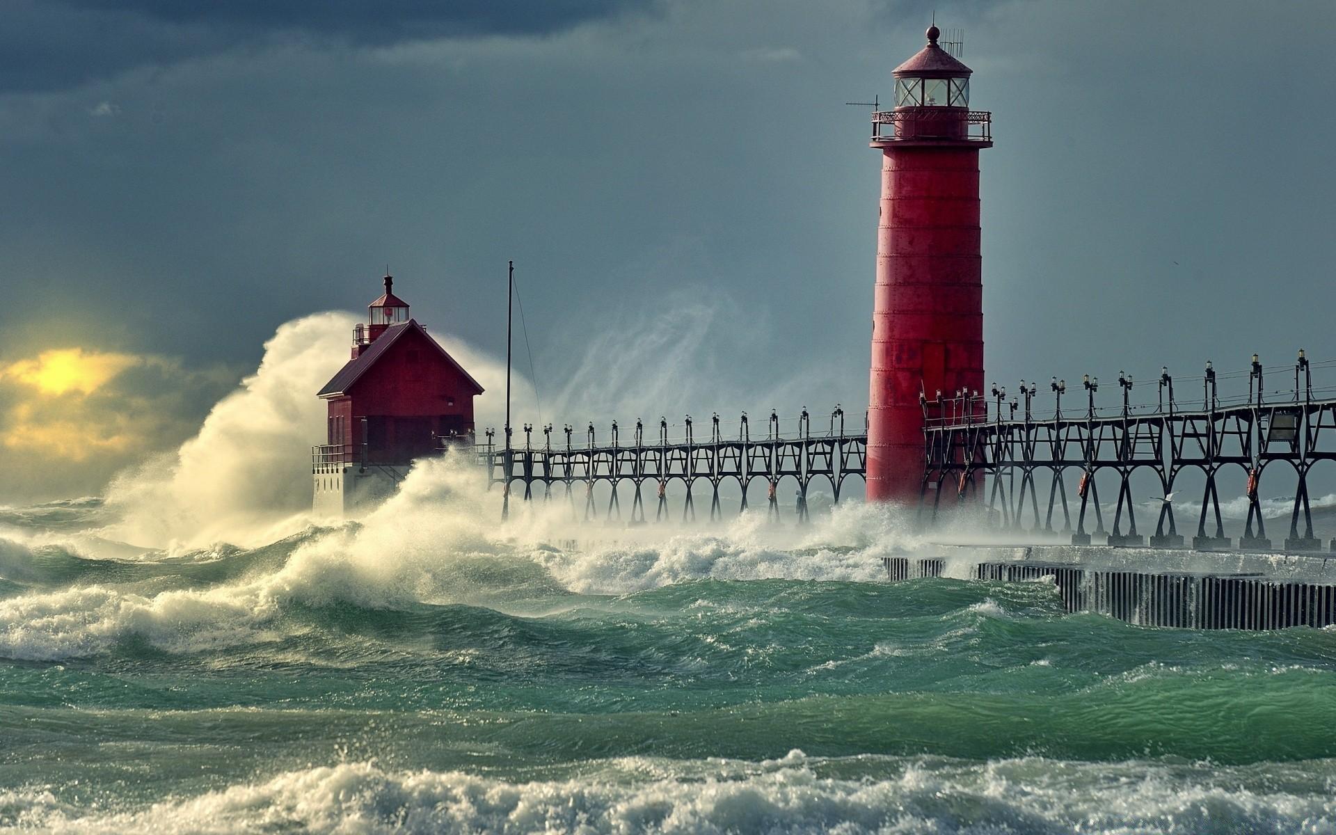 Lighthouse Stormy Sea