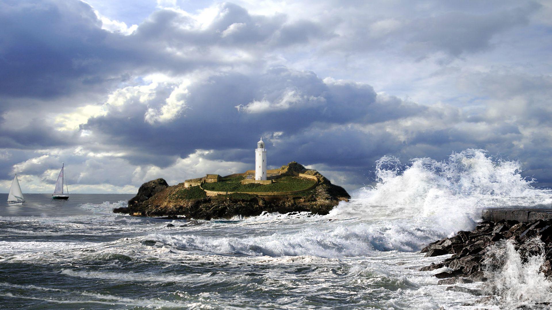 Lighthouse In Storm HD Desktop Wallpaper Sea Lighthouse