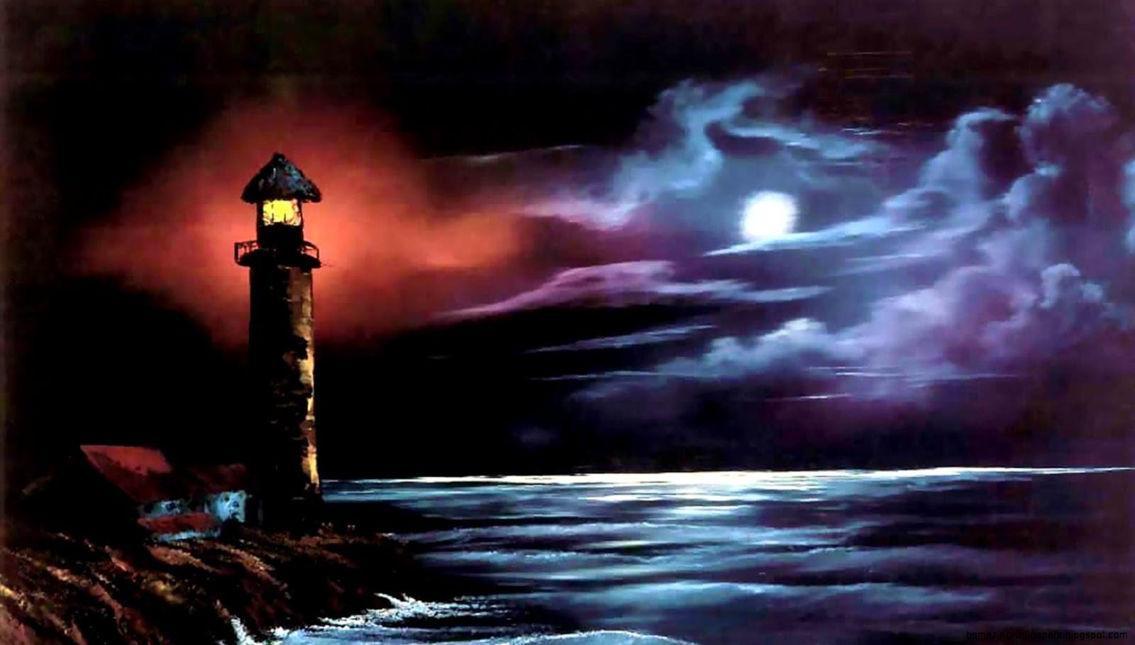 Lighthouse Storm At Night