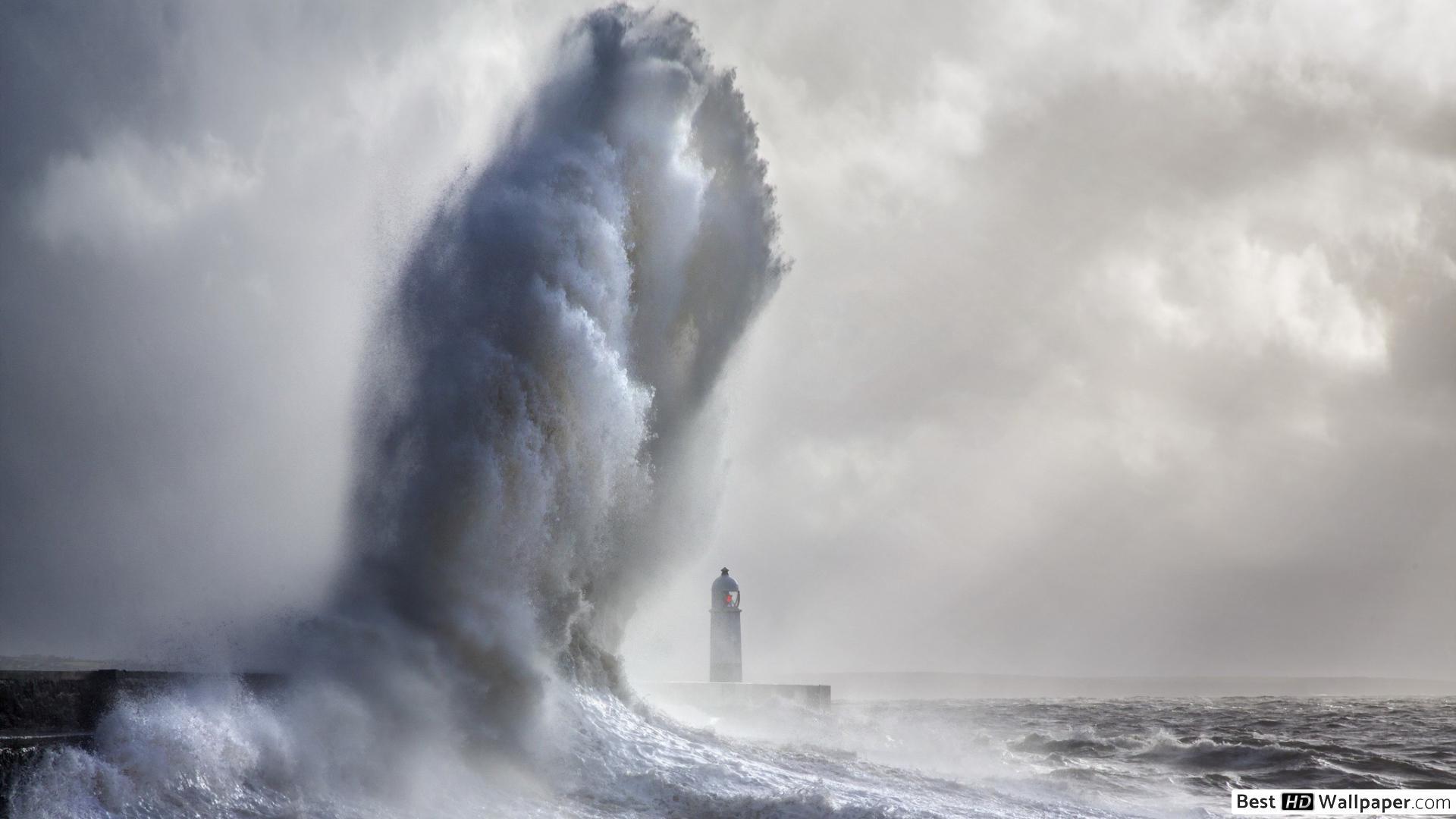 Lighthouse in Stormy Sea HD wallpaper download