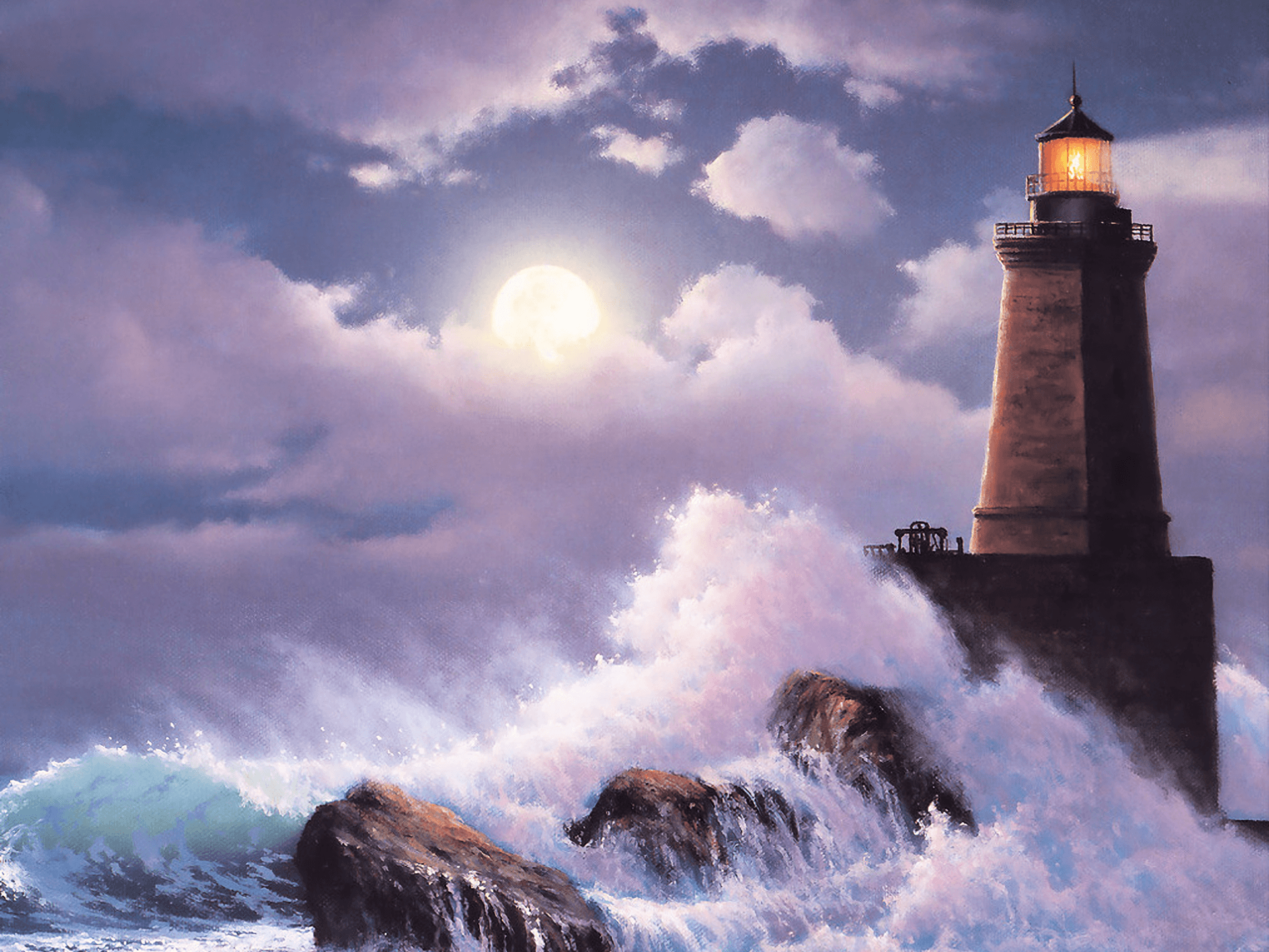 Lighthouse in Stormy Ocean HD Wallpaper. Background Image