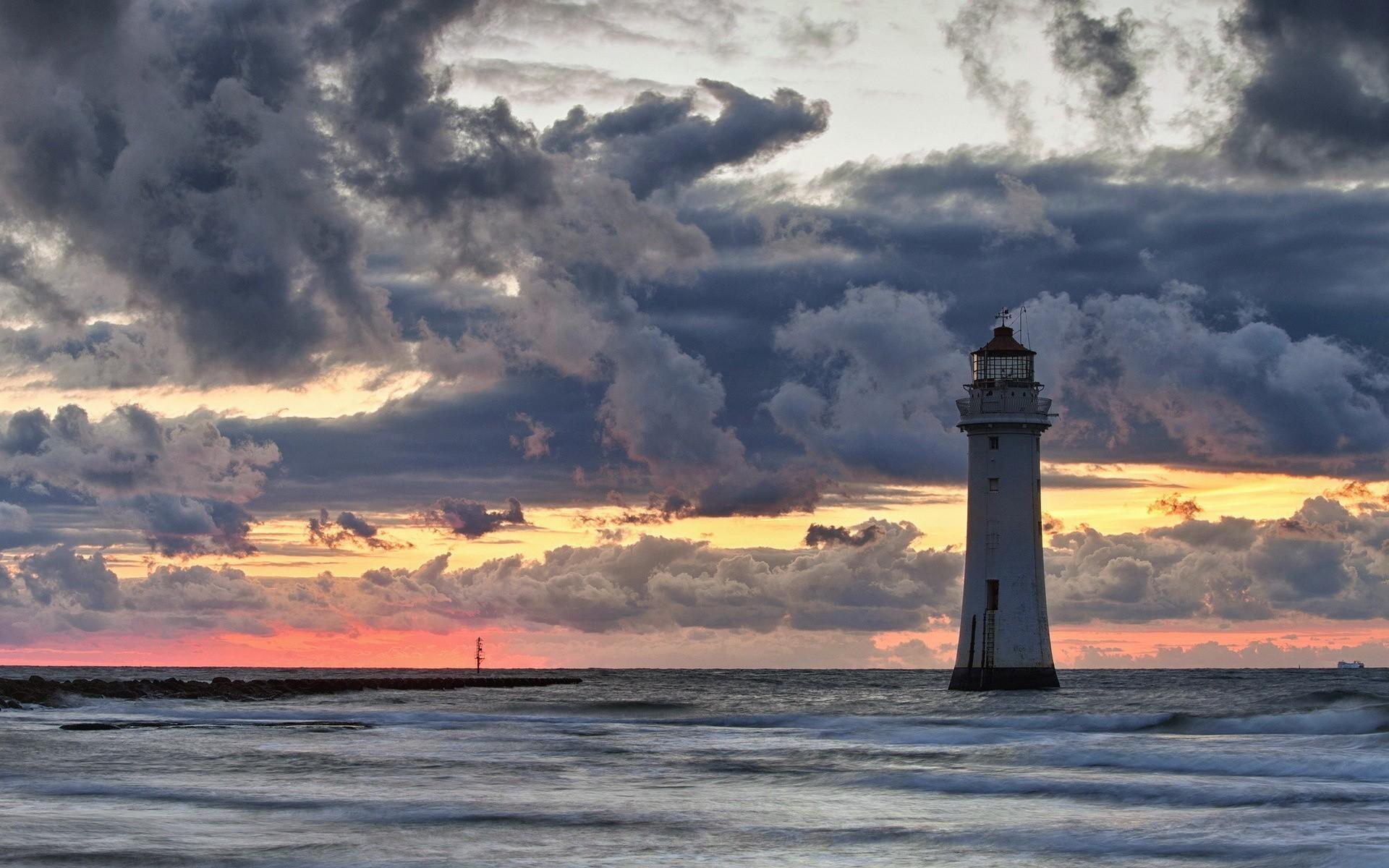 Lighthouse stormy twilight