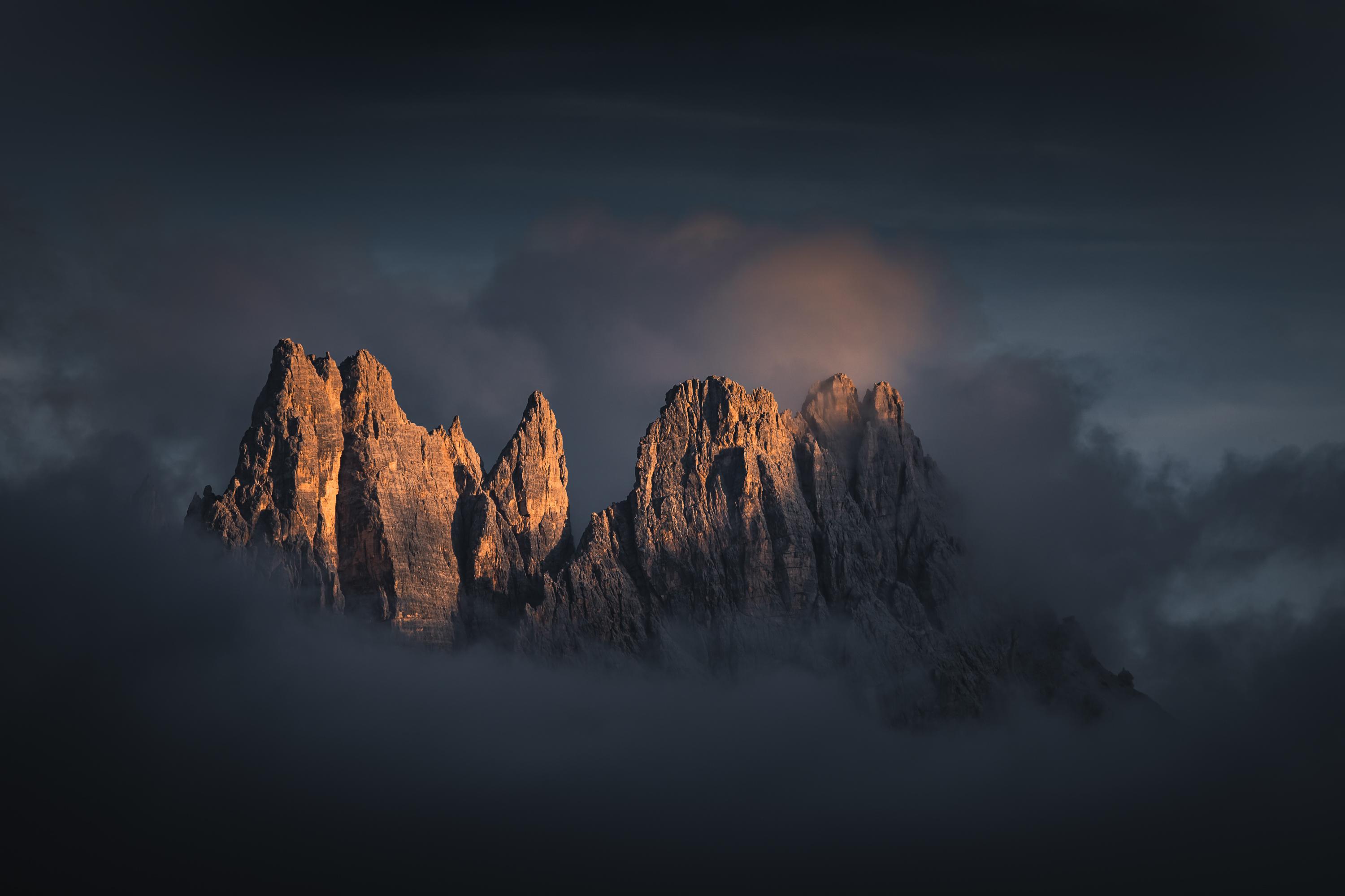 Glowing Peaks During an Epic Sunset in the Dolomites, Italy HD wallpaper