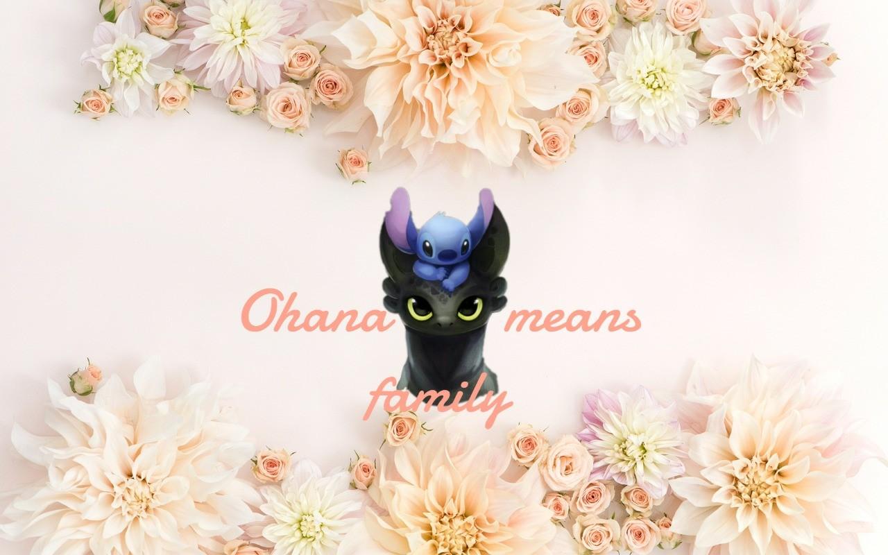 Stitch and toothless ohana means family desktop wallpaper