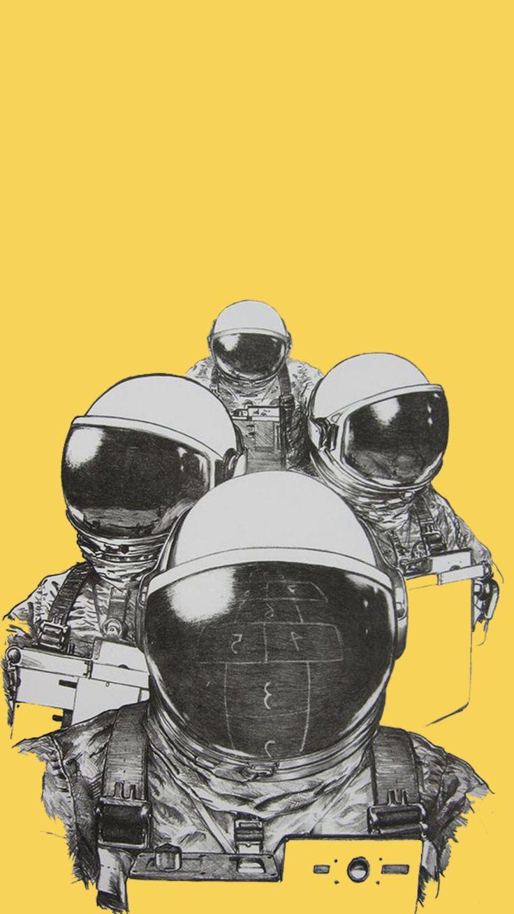 Yellow Lockscreen / Wallpaper / Background Aesthetic Astronaut B&W
