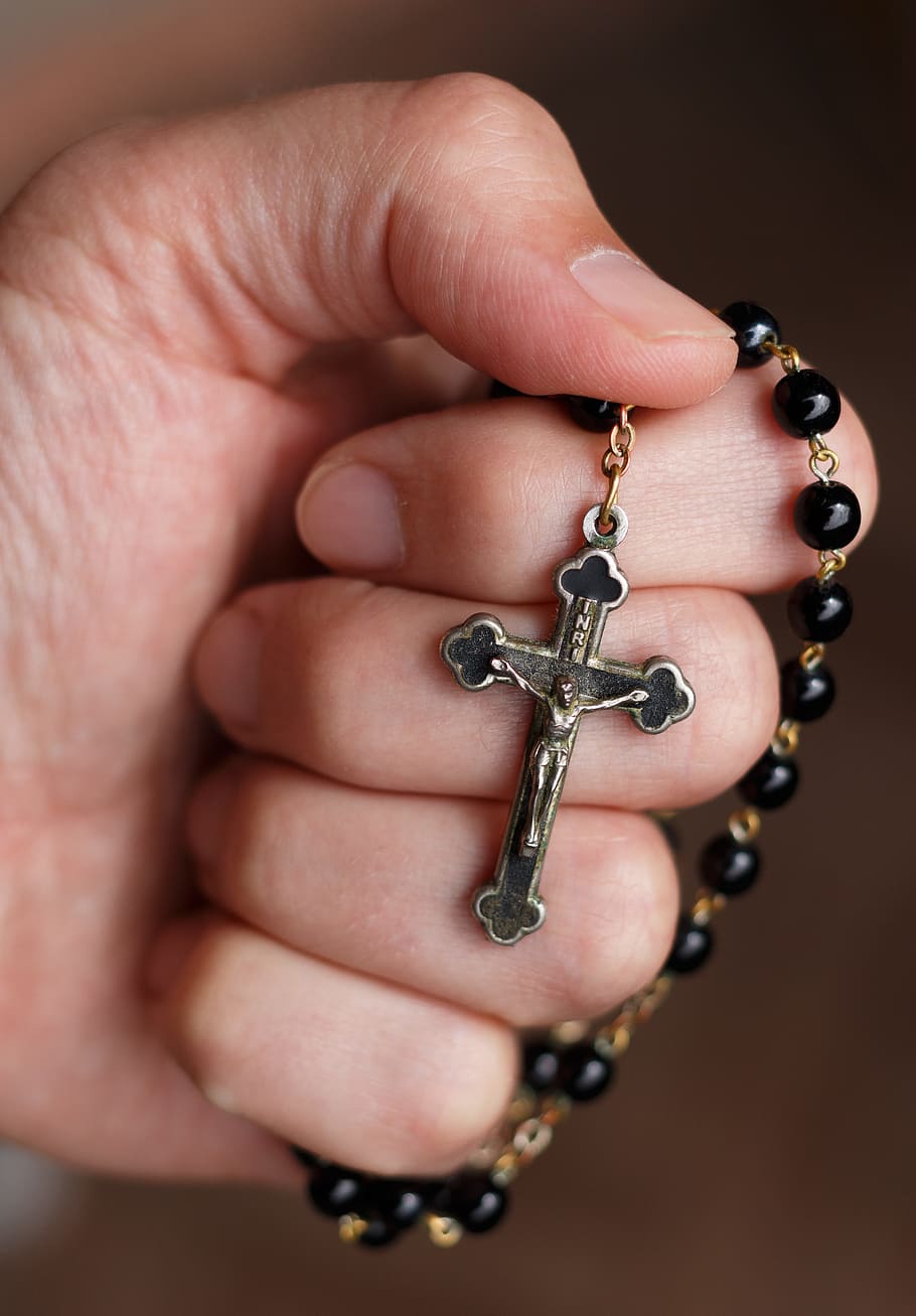 HD wallpaper: person holding black rosary, beads, vera, christianity, catholicism