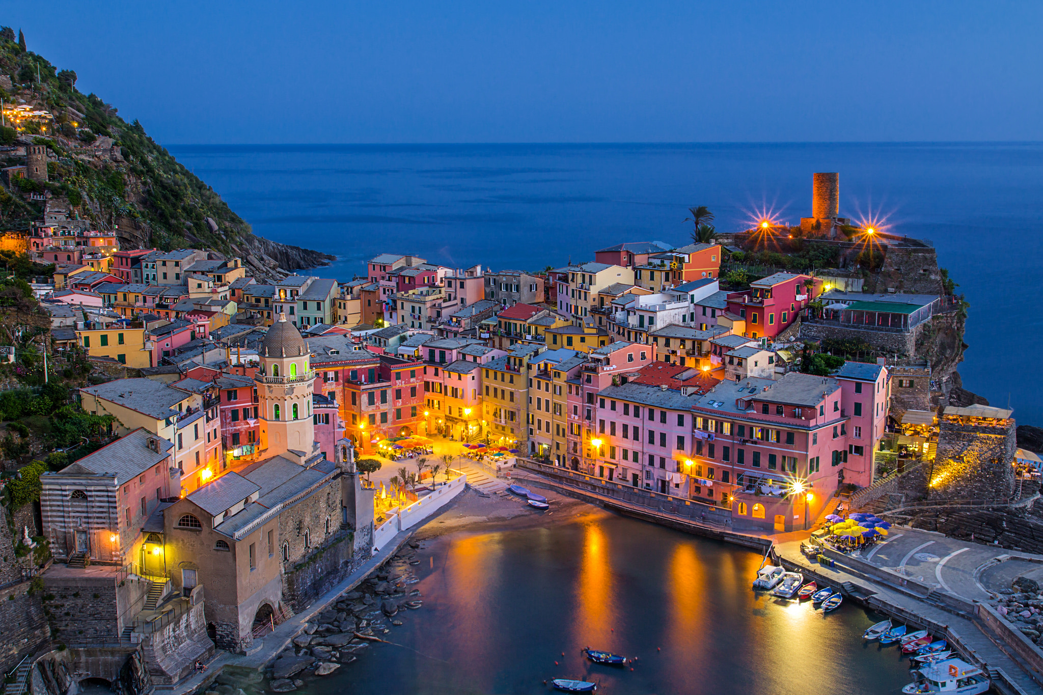 Cinque Terre, Italy at Dusk HD Wallpaper. Background Image