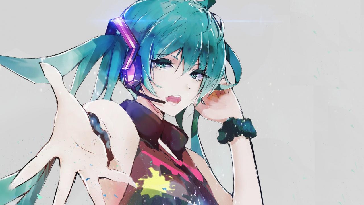Download Blue hair, anime girl, Hatsune Miku wallpaper, 1280x720