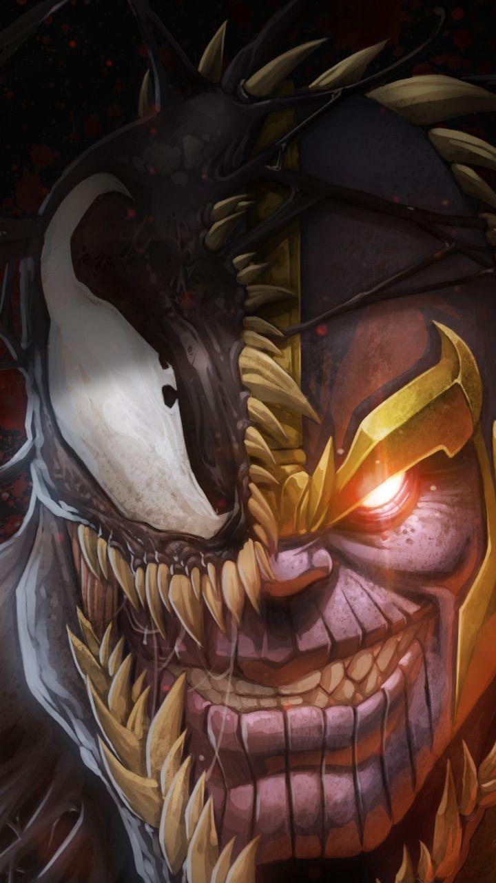 Artwork, marvel, thanos and venom, 720x1280 wallpaper. Thanos