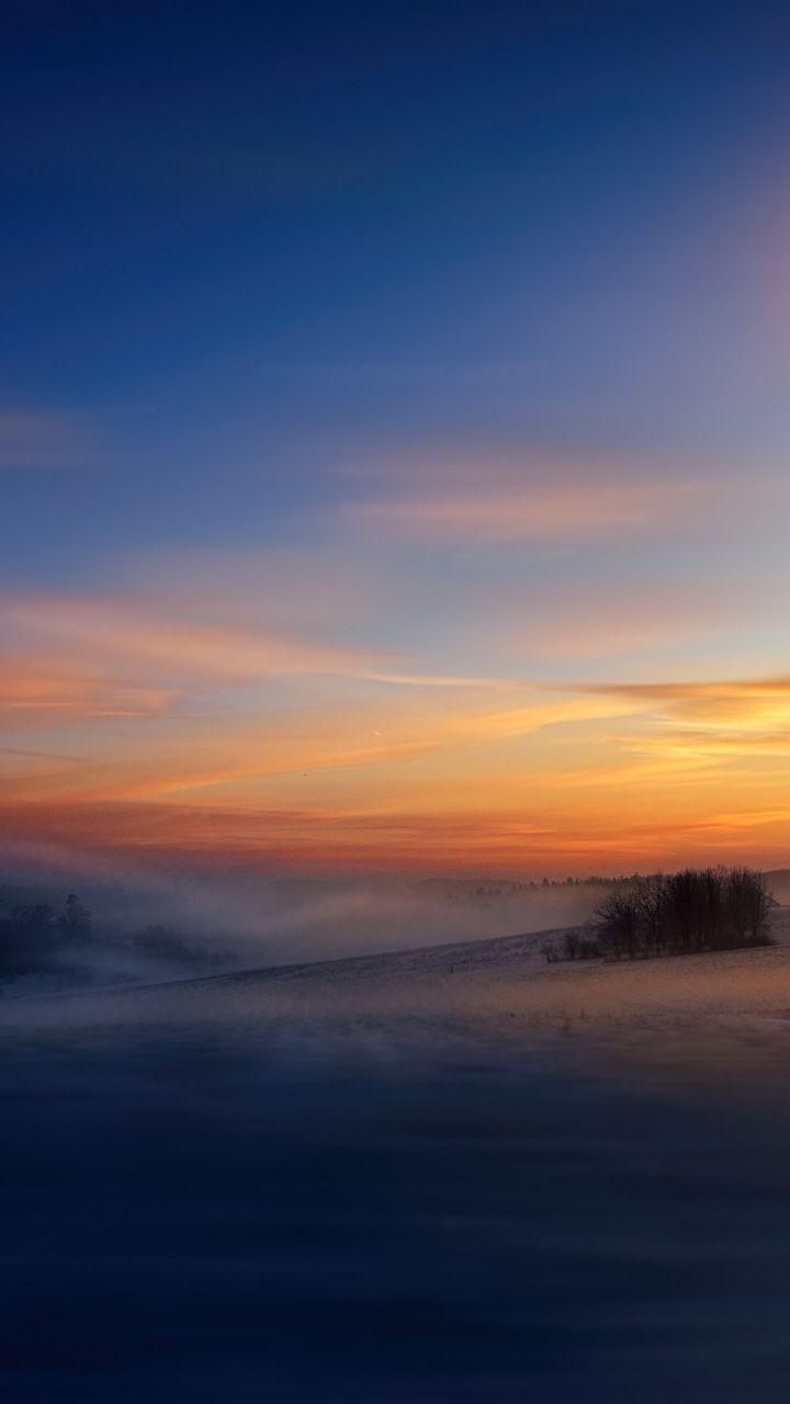 Winter, dawn, sunrise, sky, fog, 720x1280 wallpaper in 2020
