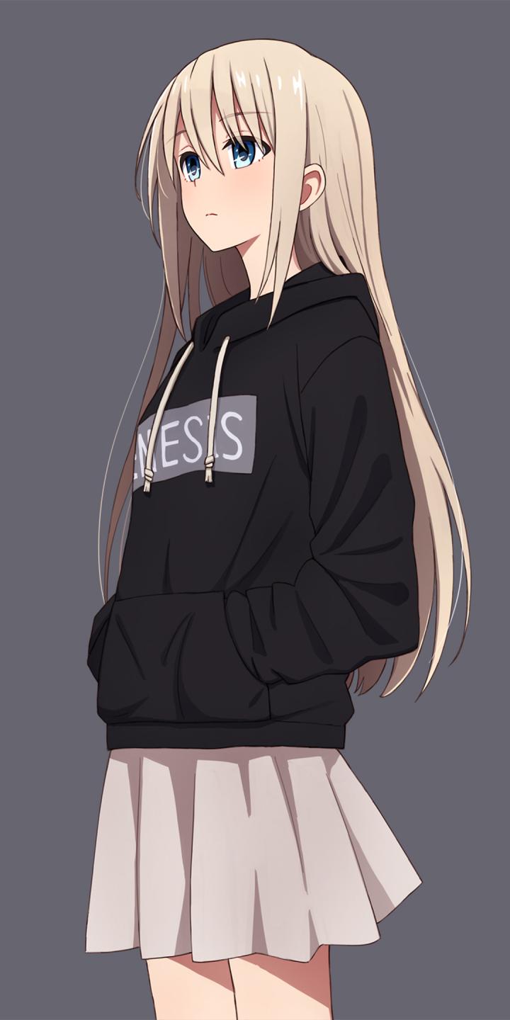 anime girls in hoodies