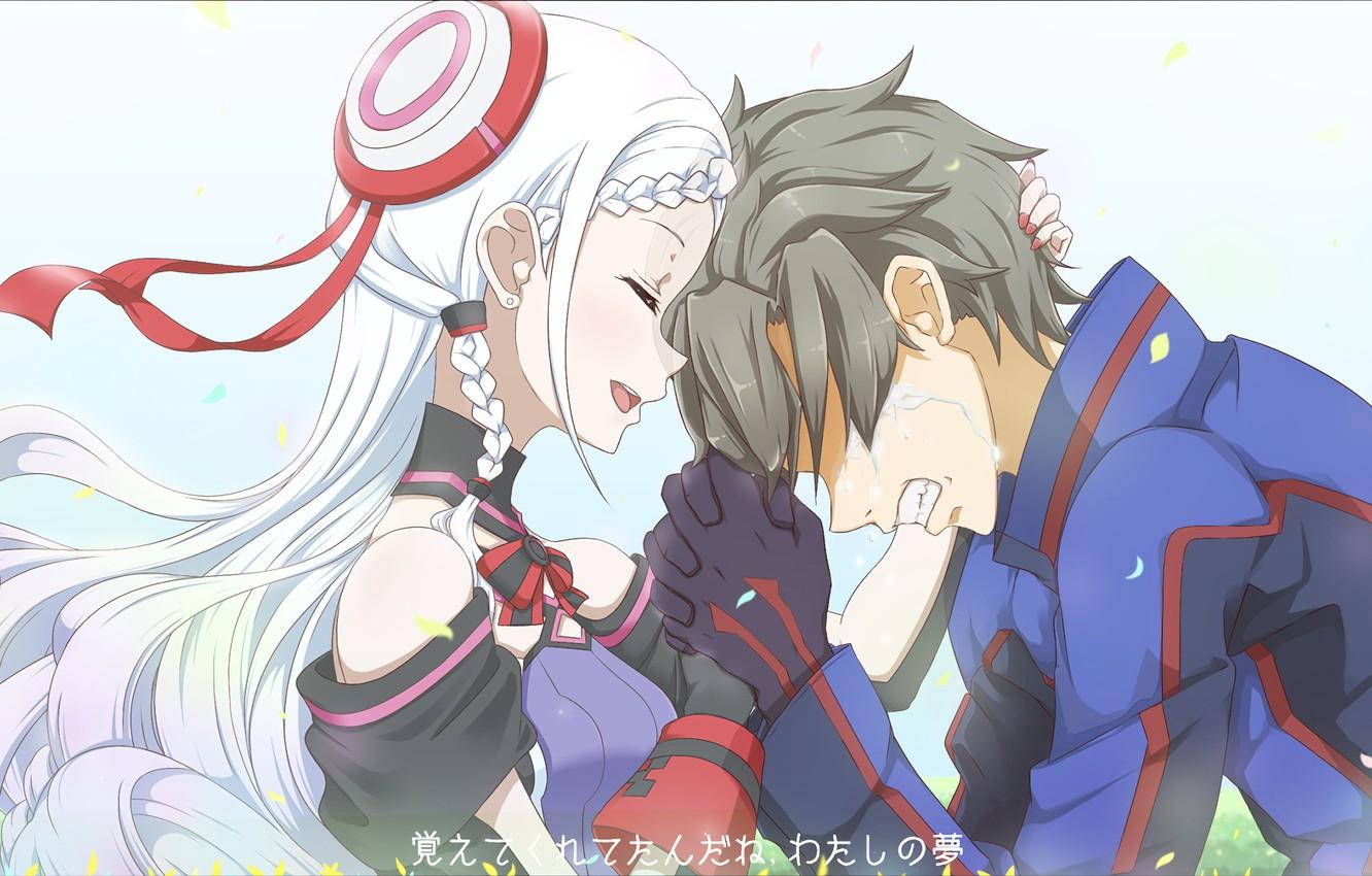 Wallpaper look, girl, anime, art, guy, tears, crying, Sword art