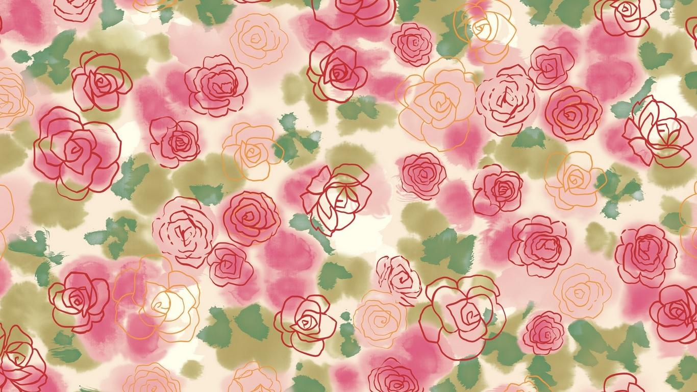 Download wallpaper 1366x768 flowers, roses, drawing, light tablet
