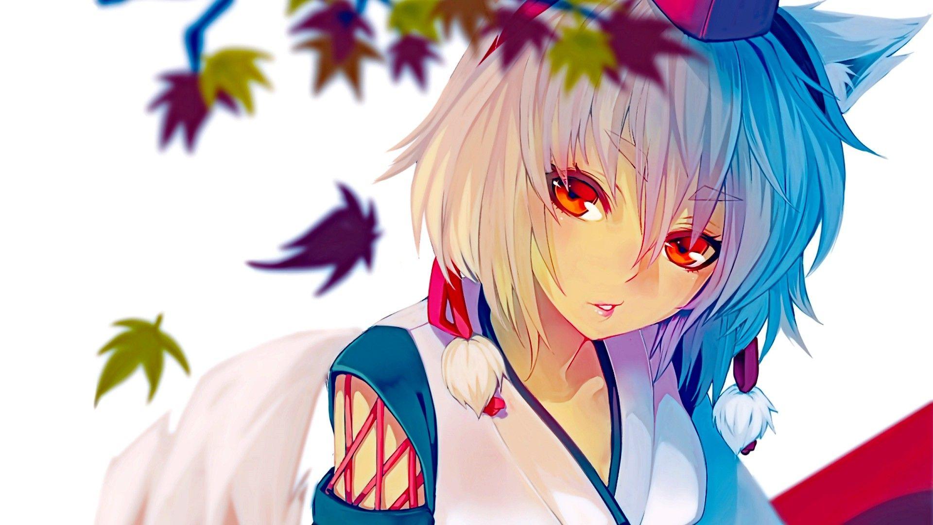 Beautiful Wolf Girl / Cat Girl With White Hair And Red Eyes