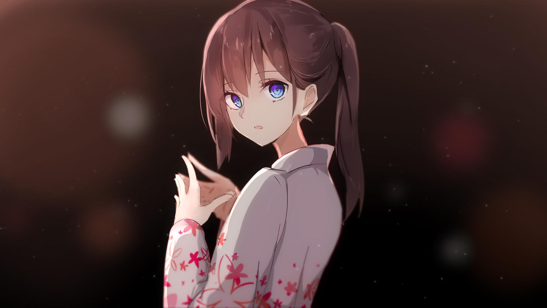 Girl Anime Gk Girl With Brown Hair And Blue Eyes, HD