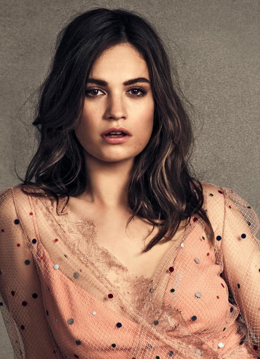 Download 840x1160 wallpaper lily james, actress, pink dress