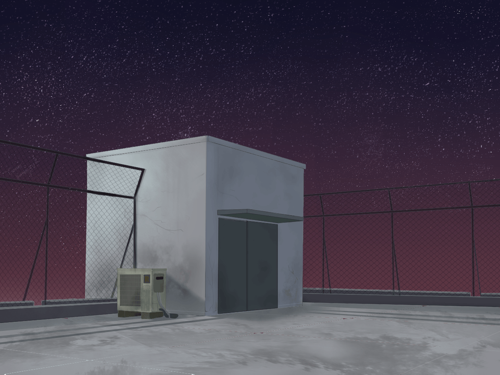 Anime School Rooftop Background Night
