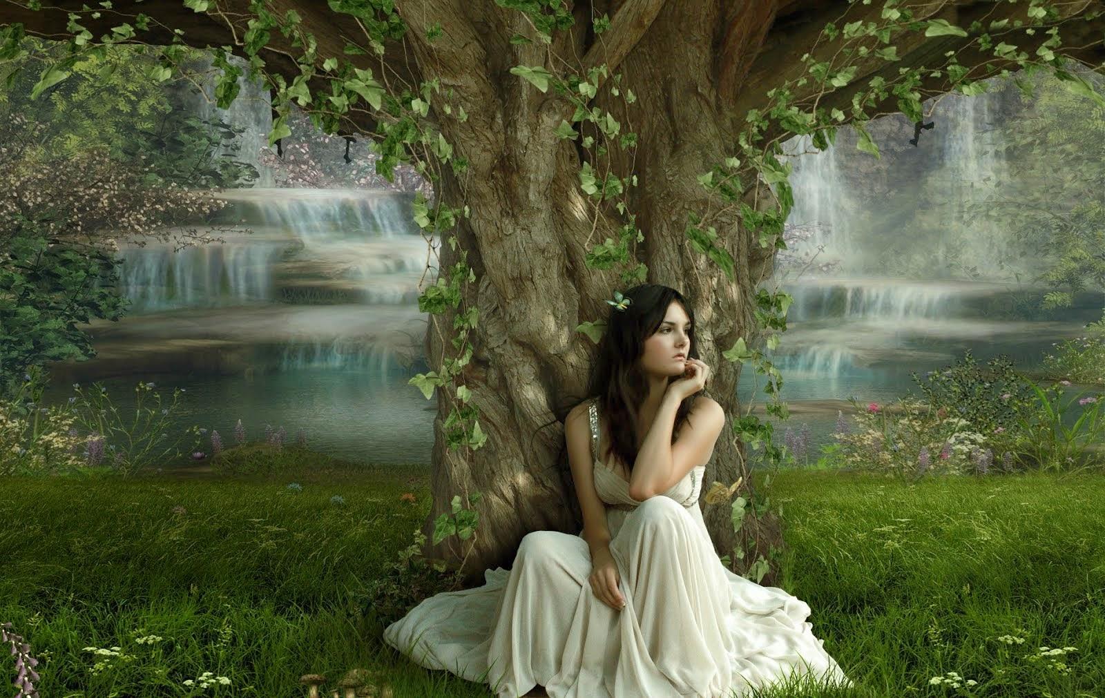 Alone Girl Desktop HD Wallpaper Sitting Under A Tree