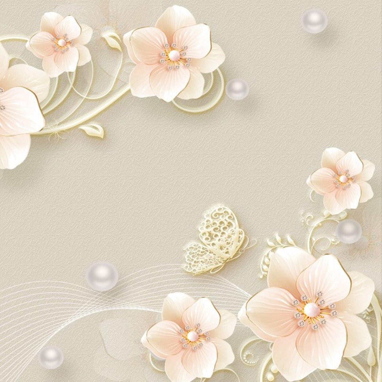 Custom Mural Wallpaper 3D Stereo Relief Jewelry Flower Modern