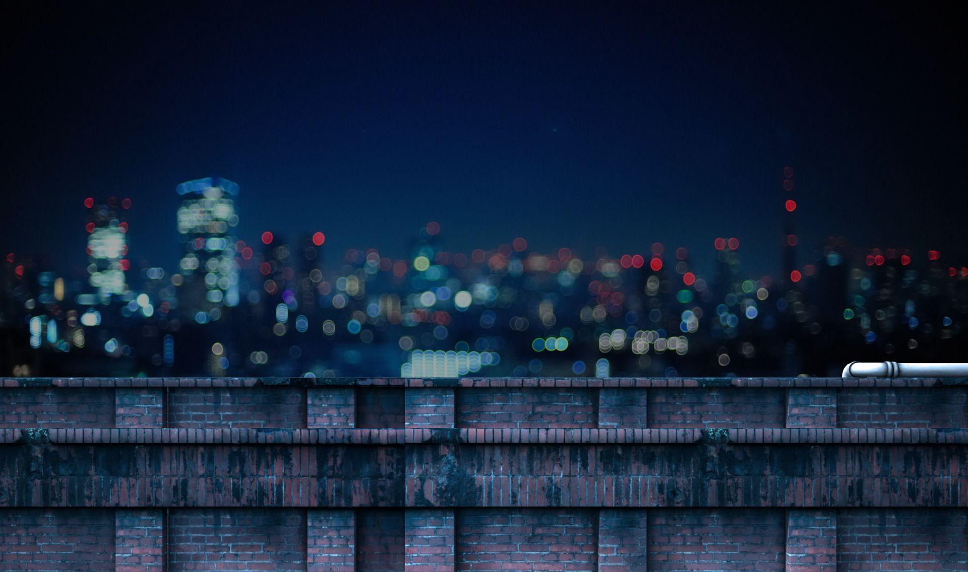 EXT. ROOFTOP VIEW. Night background