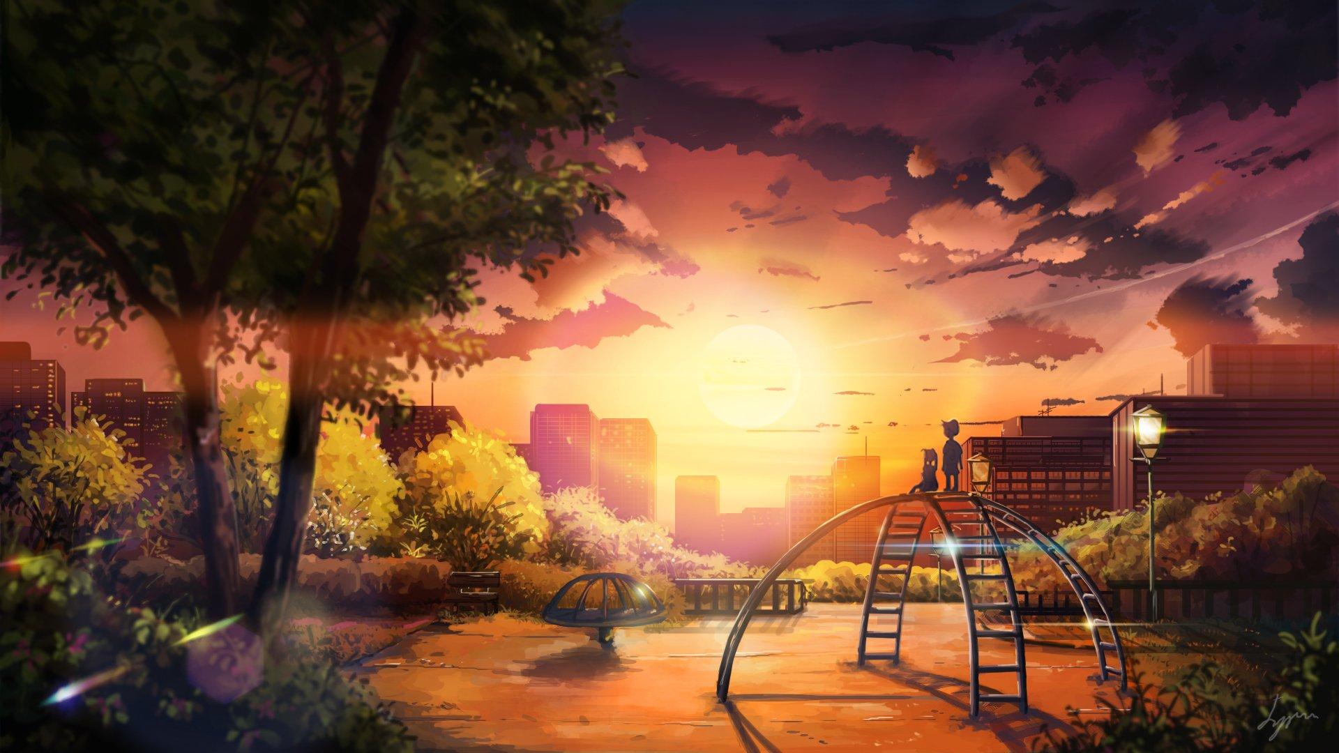 Anime City Sunset Wallpapers - Wallpaper Cave