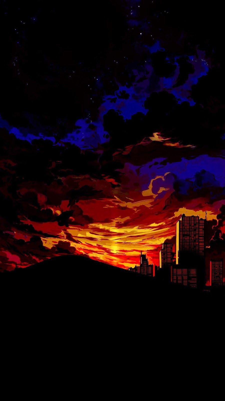 Anime Sunset in the Desert. Landscape wallpaper, Aesthetic