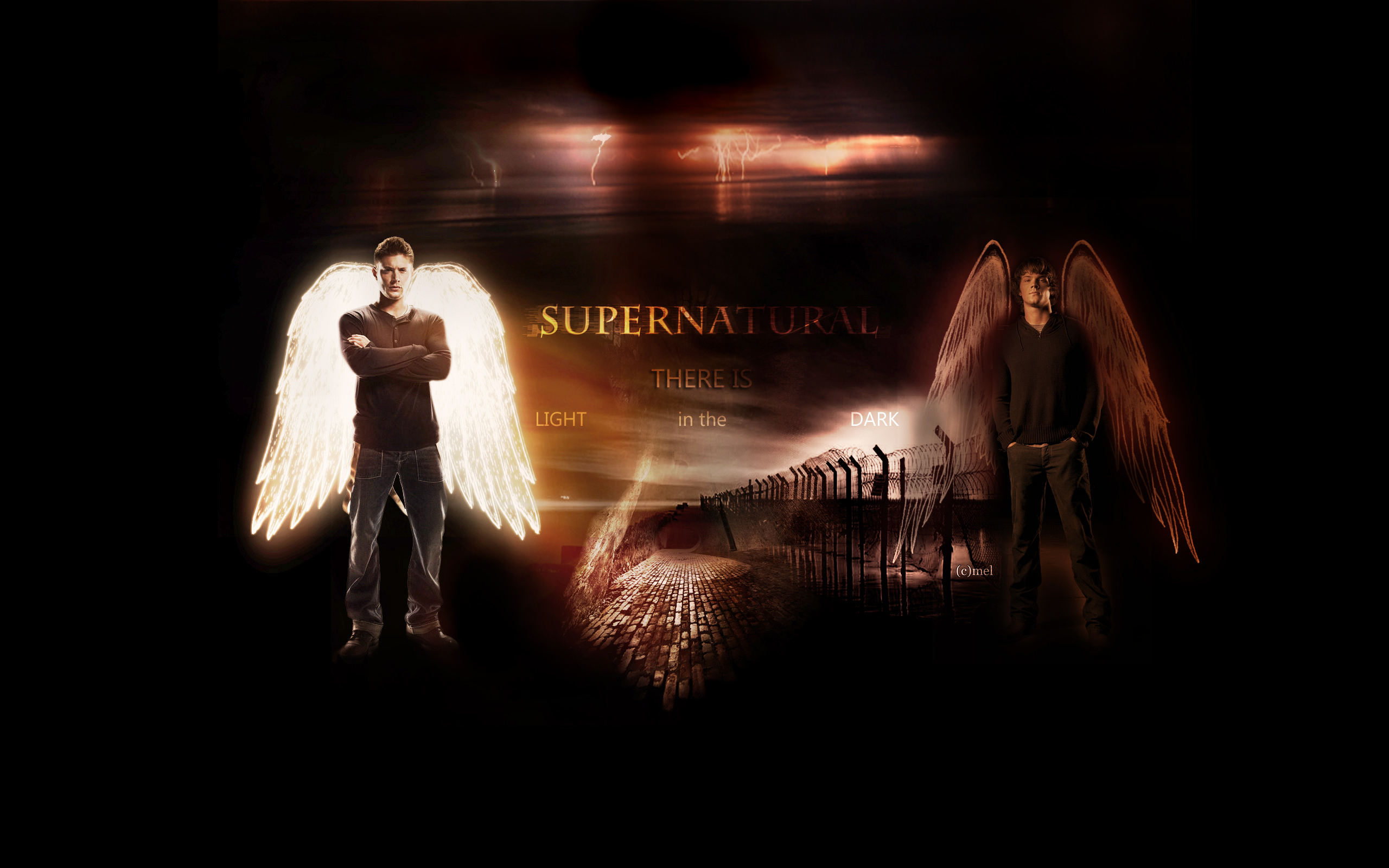 Supernatural Light and Dark Angels Wallpaper