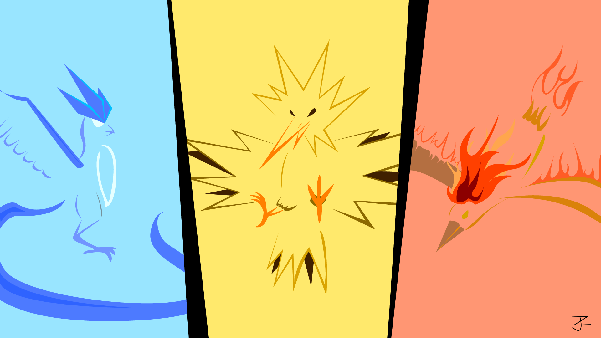 OC minimalist Pokemon wallpaper! The legendary birds!