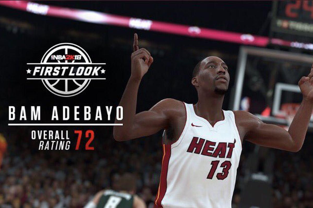 New Nike jersey for Miami Heat on Bam Adebayo's NBA2K18 ratings