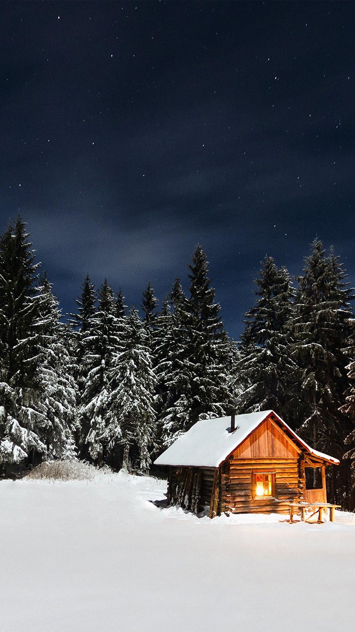 winter house night sky christmas