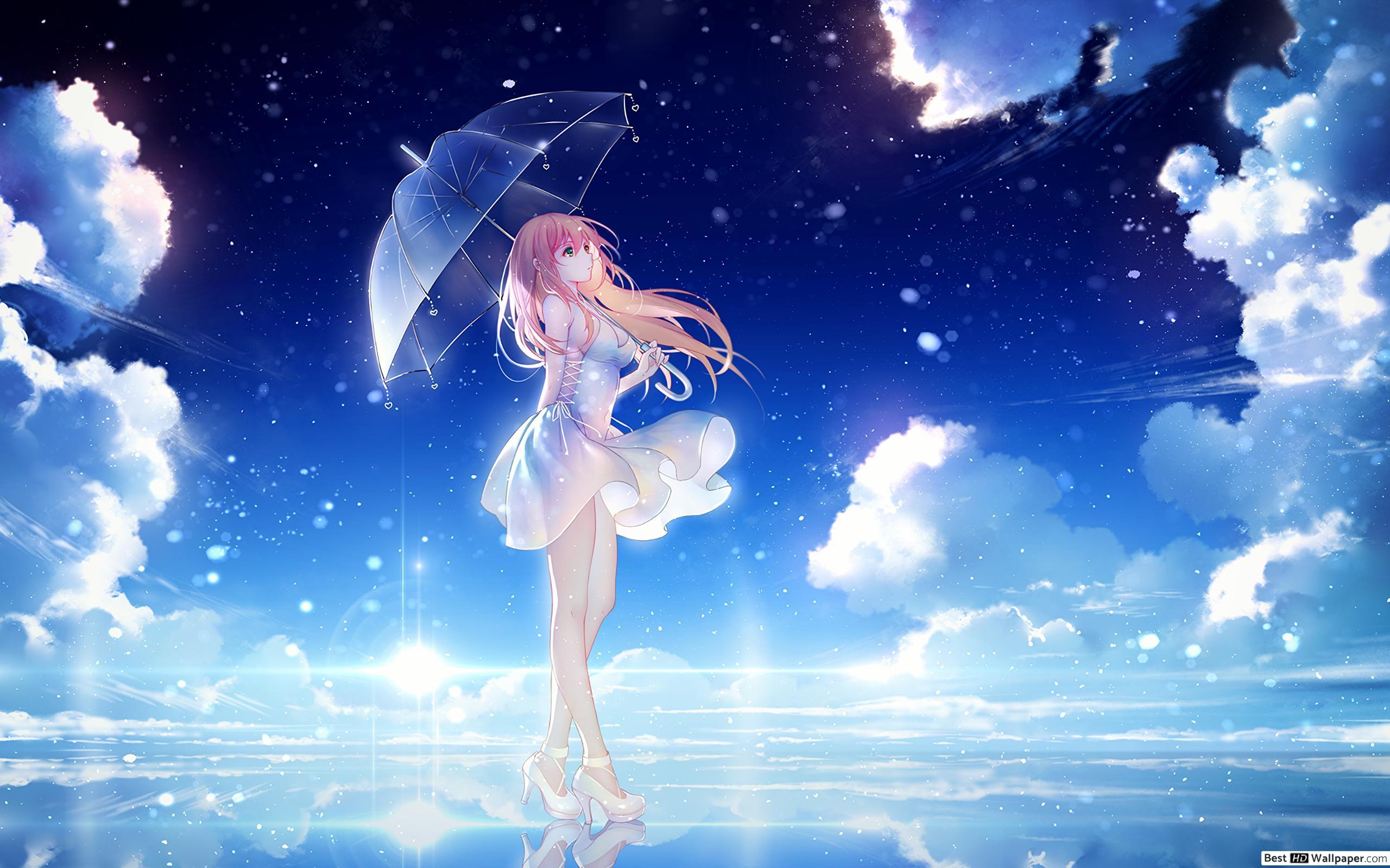 Beautiful Anime Girl in the night HD wallpaper download