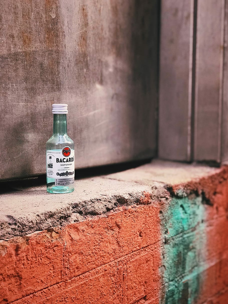 HD wallpaper: clear glass Bacardi bottle on window, clear glass