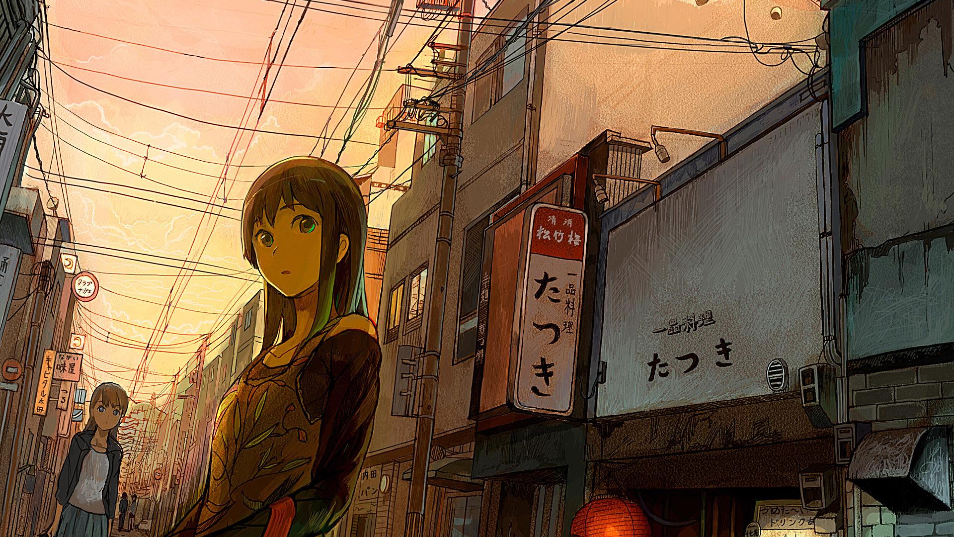 Anime Cityscape City Woman Building Street Anime HD Anime