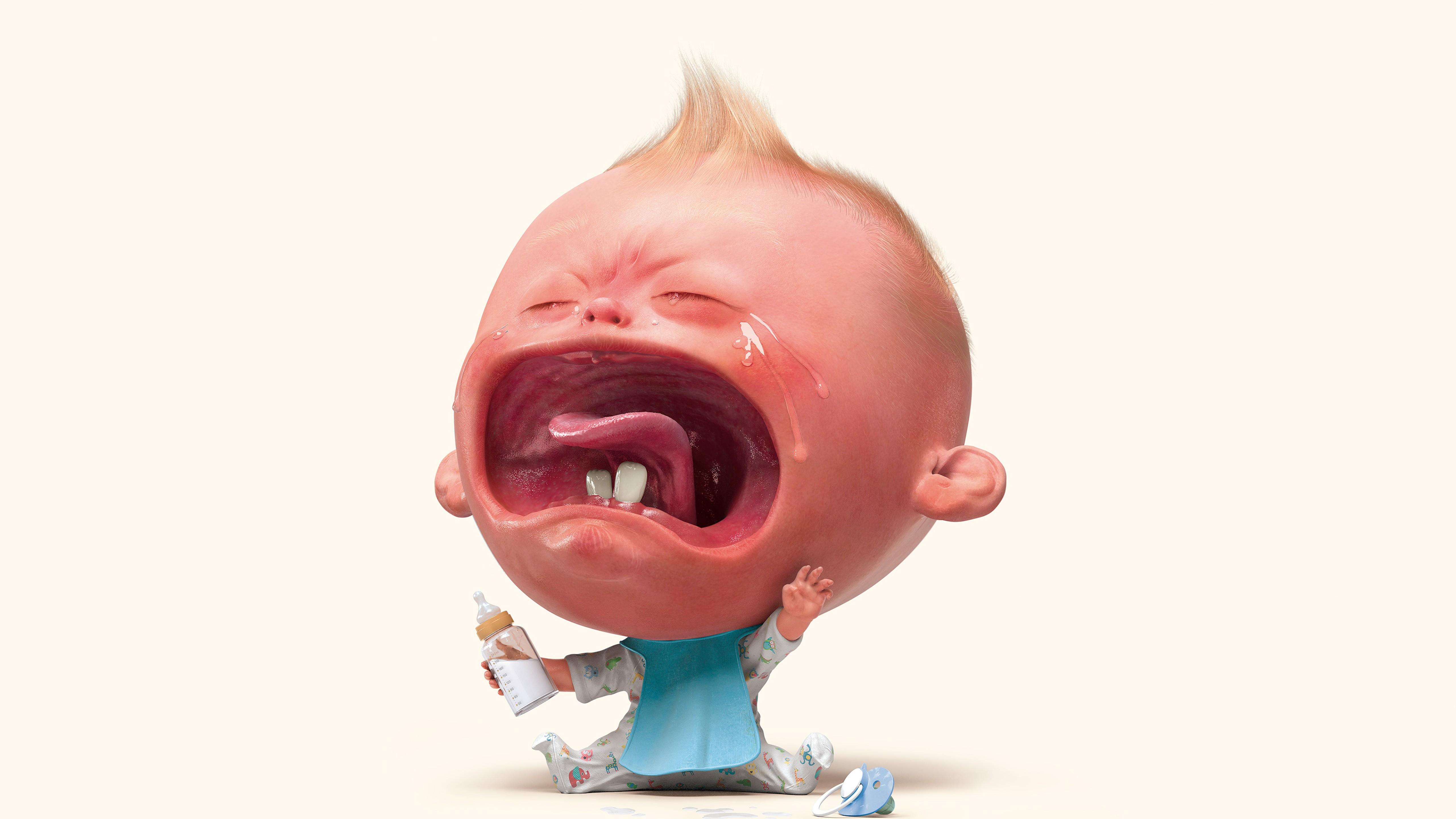 Wallpaper Baby crying, HD, 4K, Creative Graphics