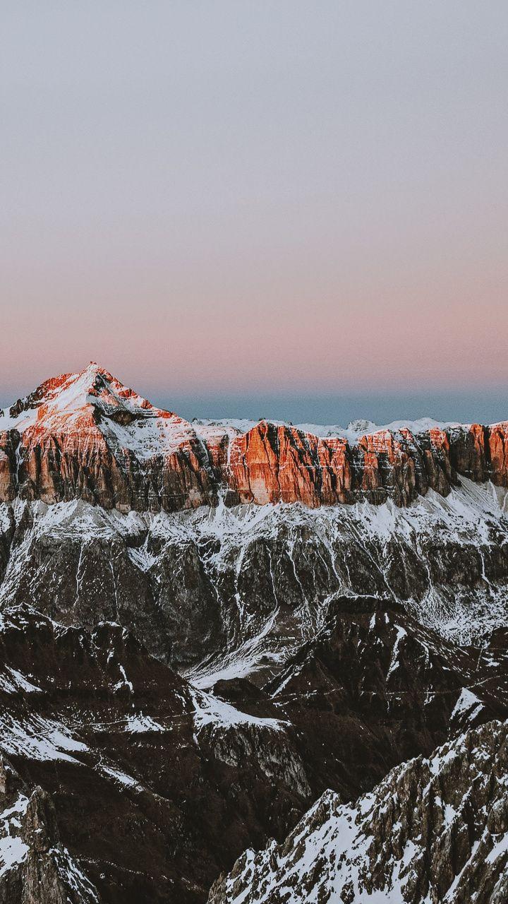 Golden peaks, Dolomites, mountains range, Italy, 720x1280