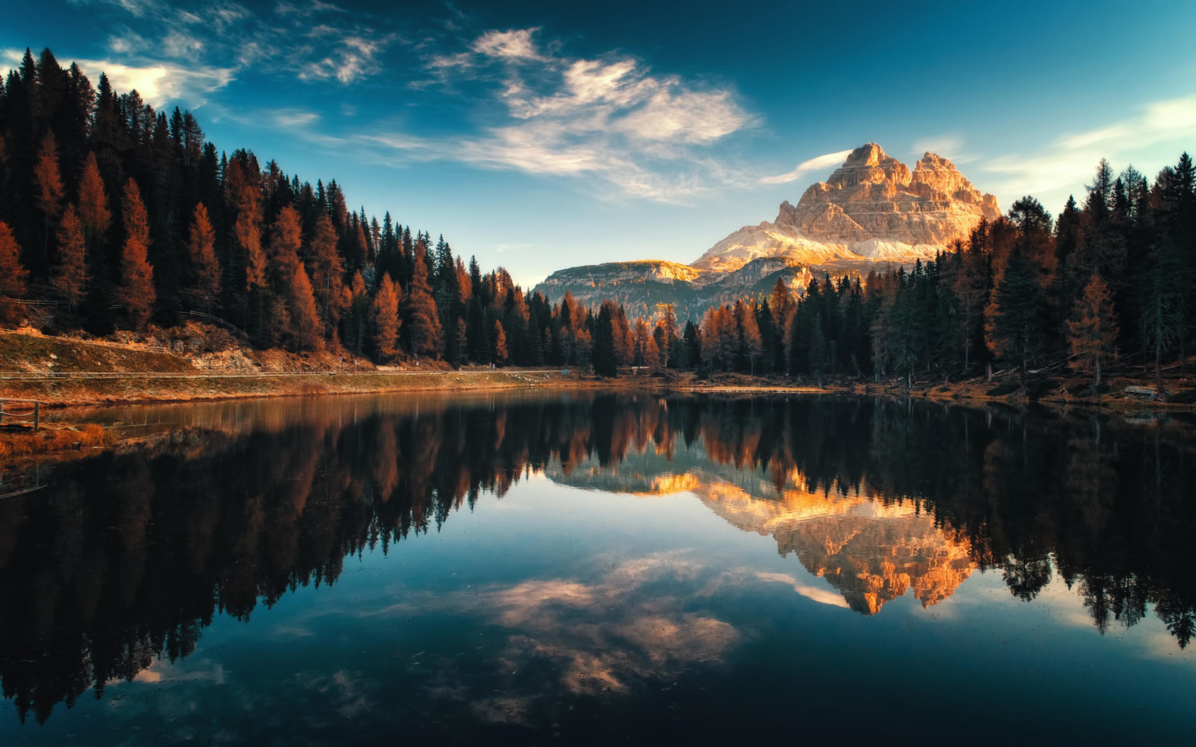 Dolomiti Italy Autumn Lago Antorno Landscape Photography Desktop HD Wallpaper For Pc Tablet And Mobile 3840x2400, Wallpaper13.com